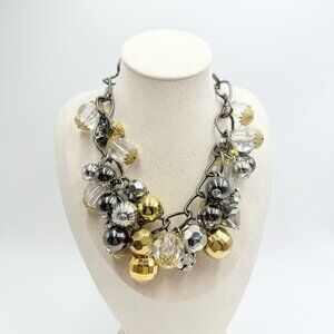 Joan Rivers Bauble Beads Grey Gold Crystal Couture Chunky Choker Necklace